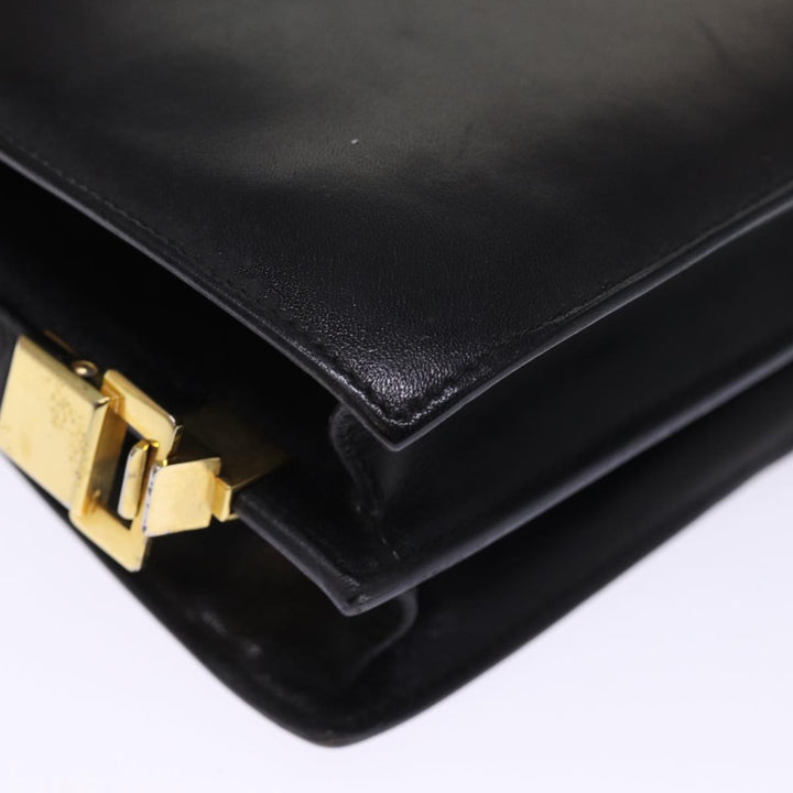 Celine Horse Carriage Shoulder Bag Leather Black Auth 75266