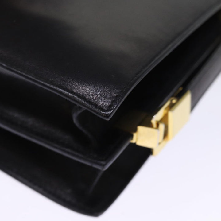 Celine Horse Carriage Shoulder Bag Leather Black Auth 75266