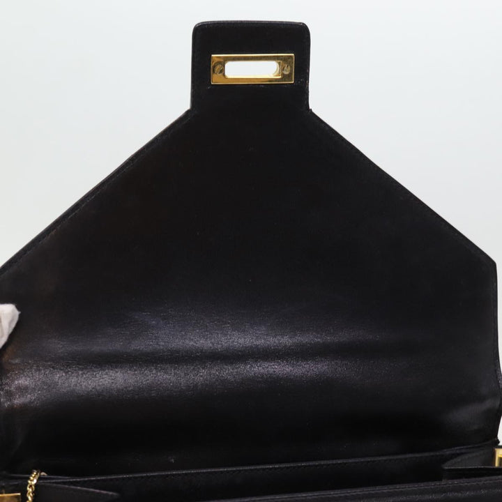 Celine Horse Carriage Shoulder Bag Leather Black Auth 75266