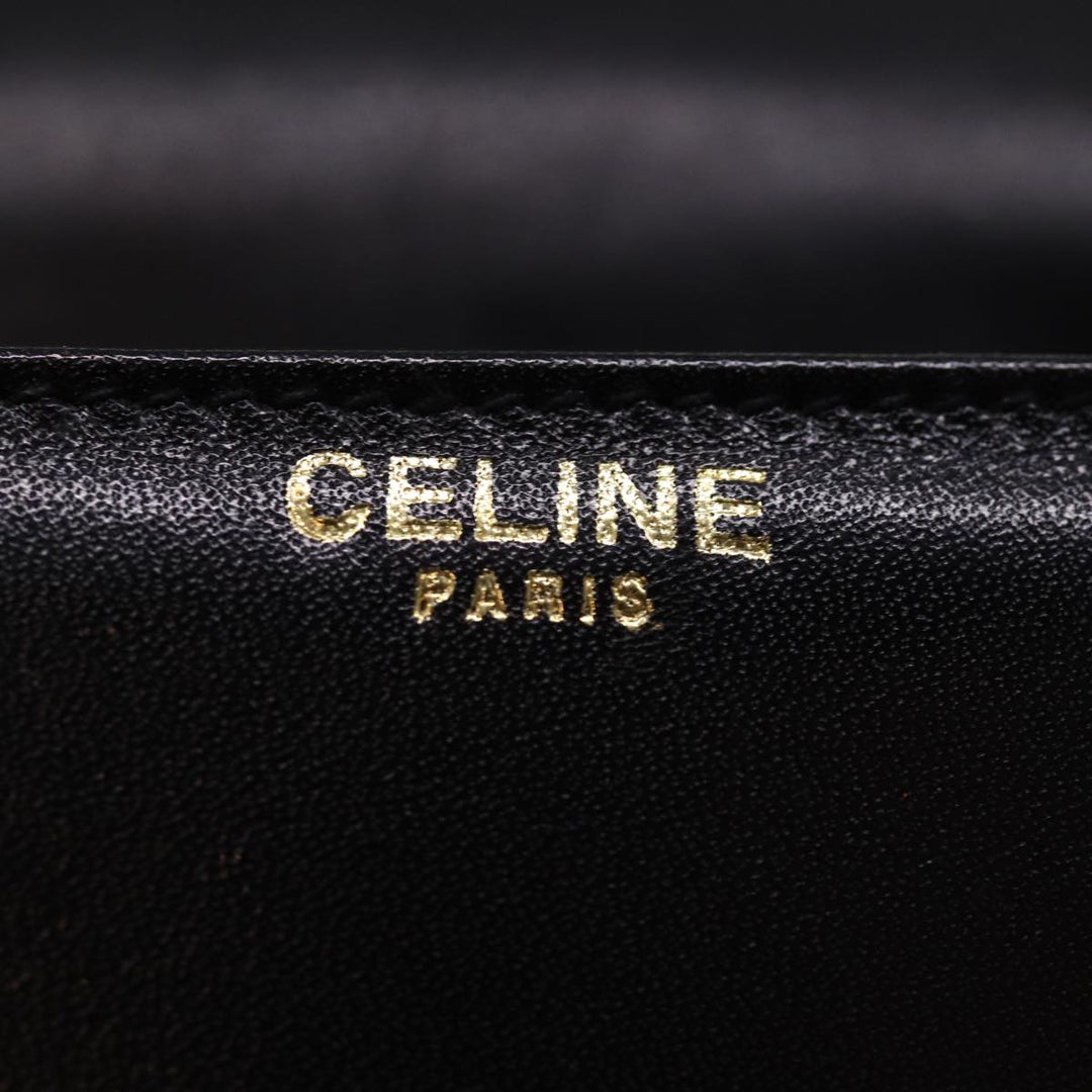 Celine Horse Carriage Shoulder Bag Leather Black Auth 75266