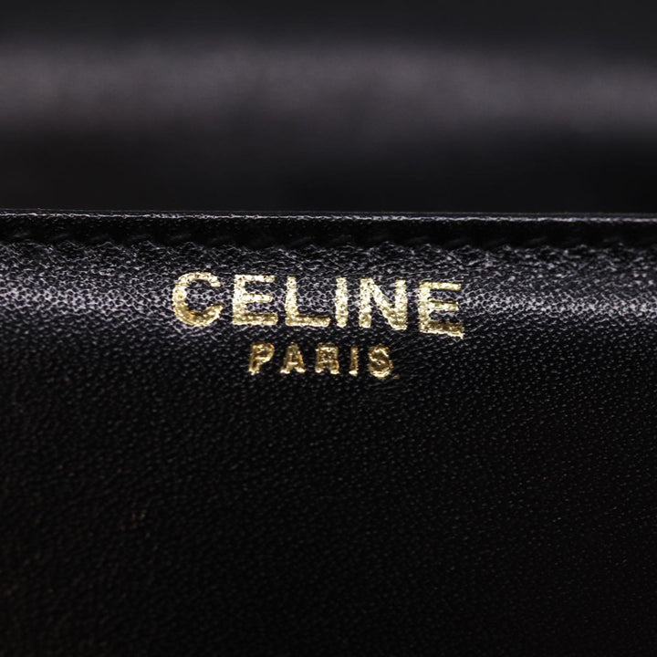 Celine Horse Carriage Shoulder Bag Leather Black Auth 75266