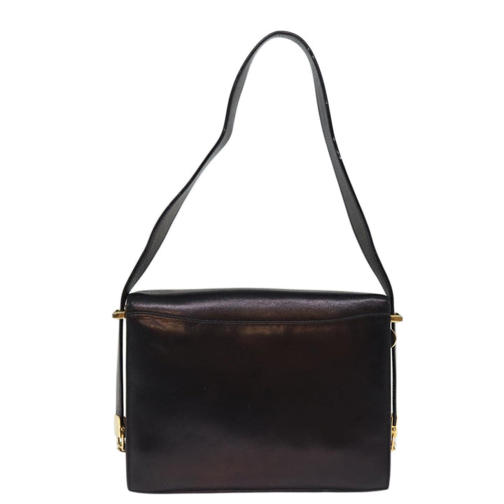 Celine Horse Carriage Shoulder Bag Leather Black Auth 75266