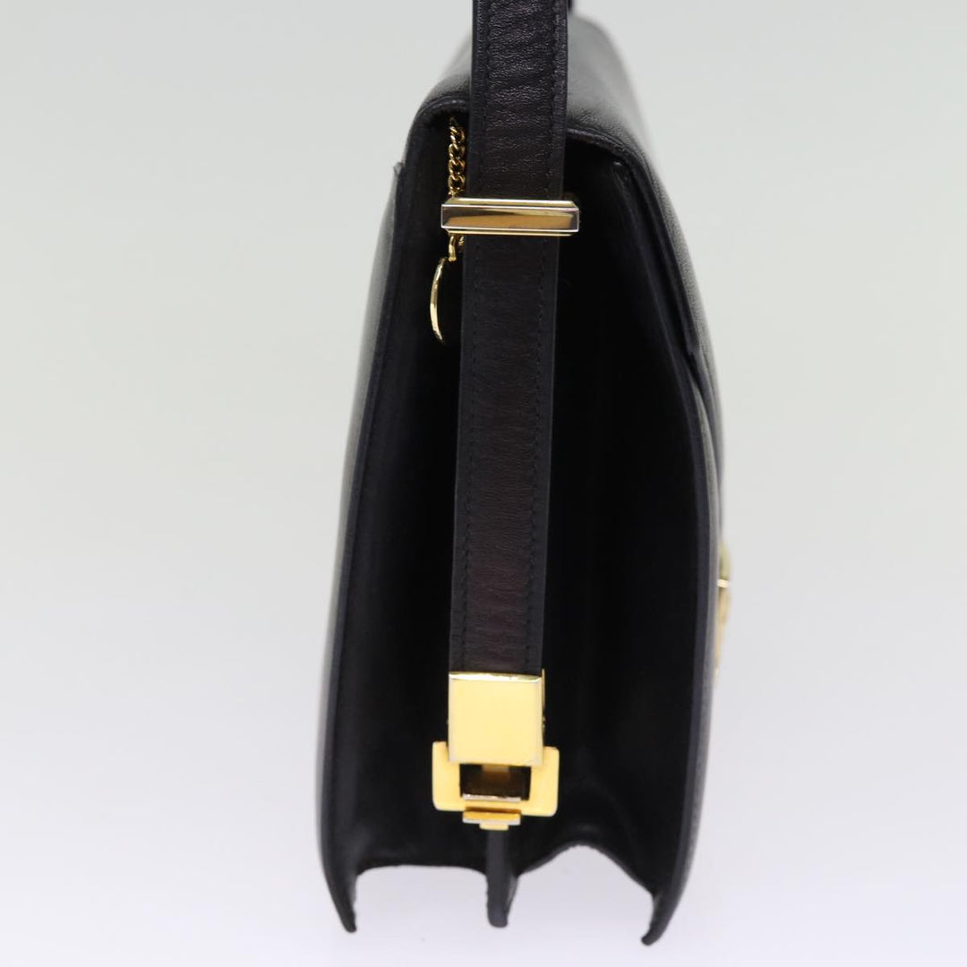 Celine Horse Carriage Shoulder Bag Leather Black Auth 75266