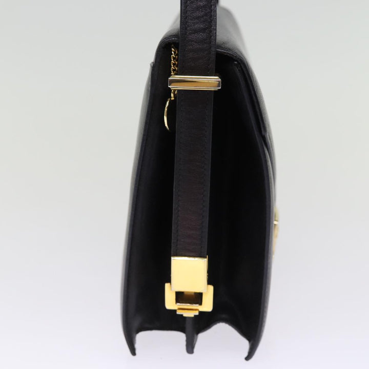 Celine Horse Carriage Shoulder Bag Leather Black Auth 75266