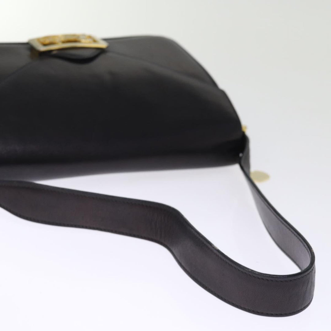 Celine Horse Carriage Shoulder Bag Leather Black Auth 75266