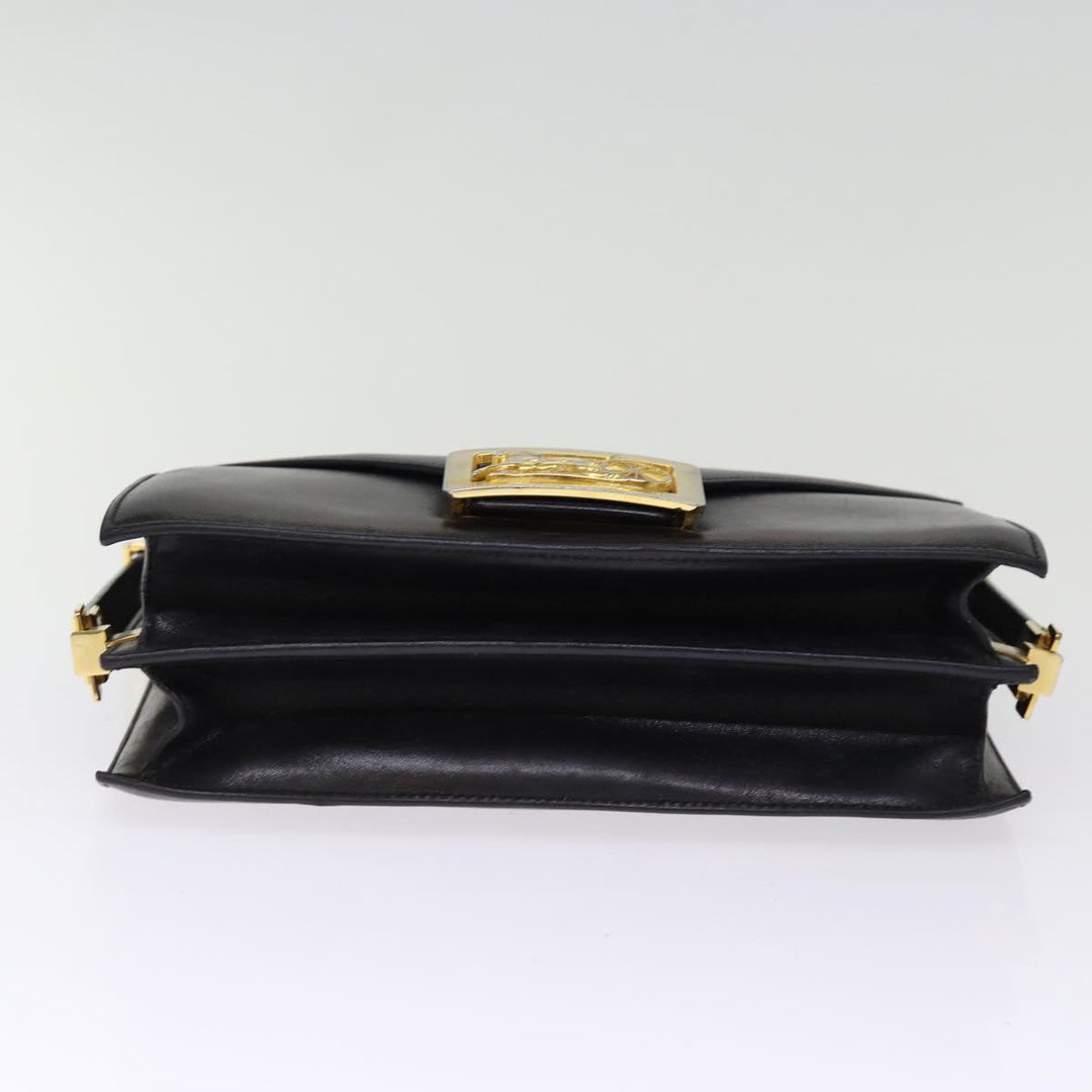 Celine Horse Carriage Shoulder Bag Leather Black Auth 75266