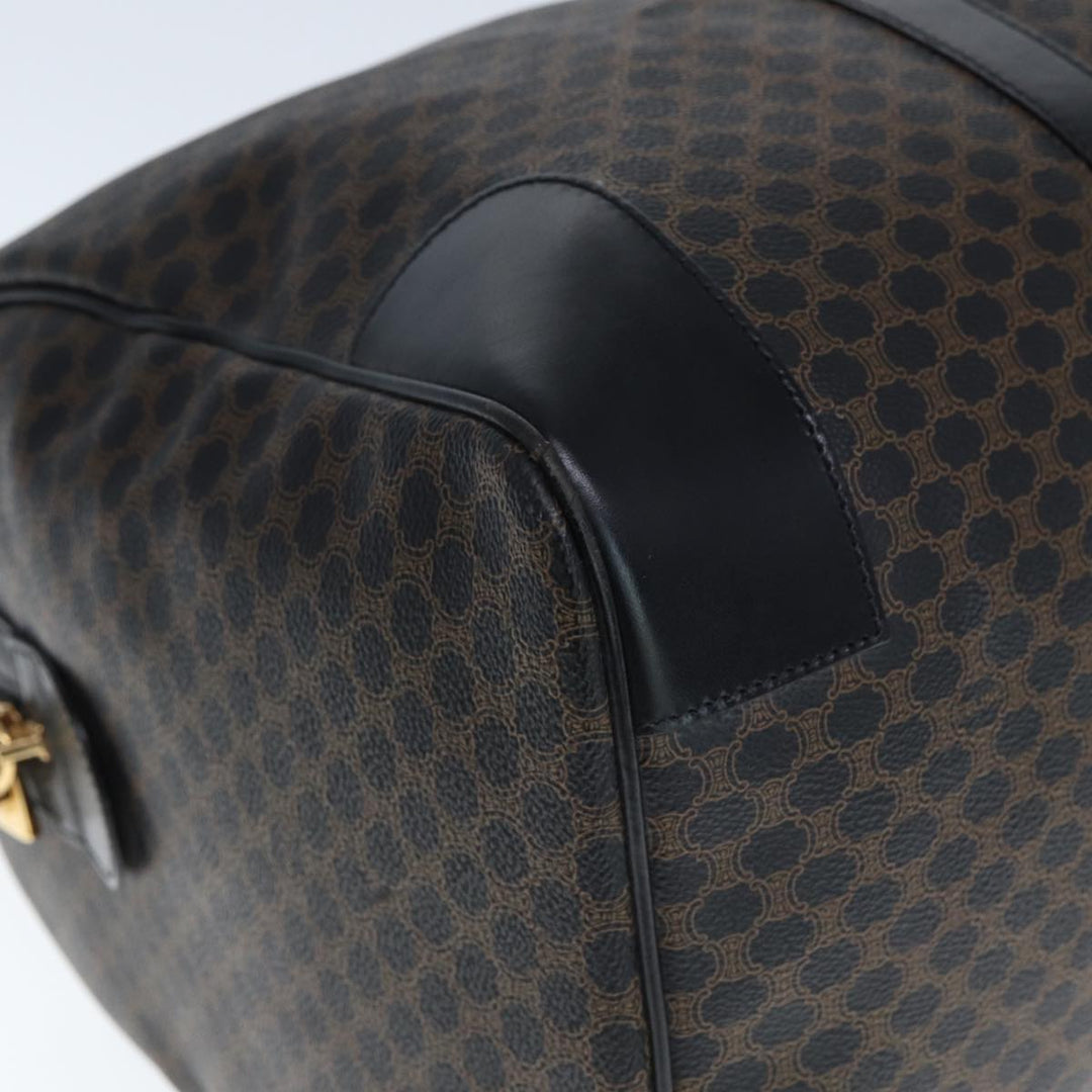 Celine Macadam Canvas Boston Bag PVC Black Auth 75327