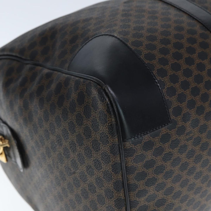 Celine Macadam Canvas Boston Bag PVC Black Auth 75327