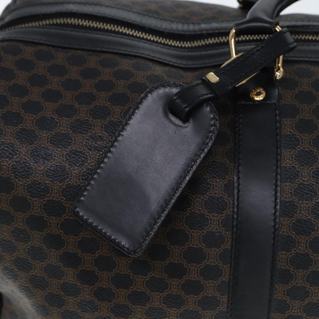 Celine Macadam Canvas Boston Bag PVC Black Auth 75327