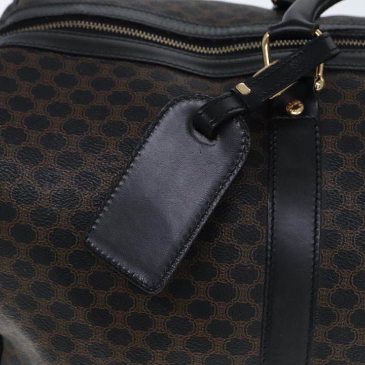 Celine Macadam Canvas Boston Bag PVC Black Auth 75327