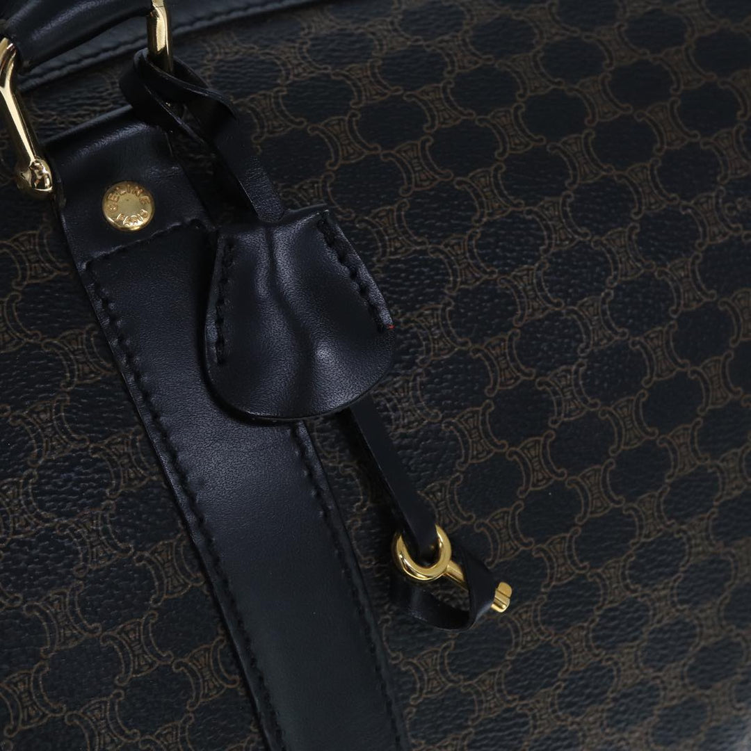 Celine Macadam Canvas Boston Bag PVC Black Auth 75327
