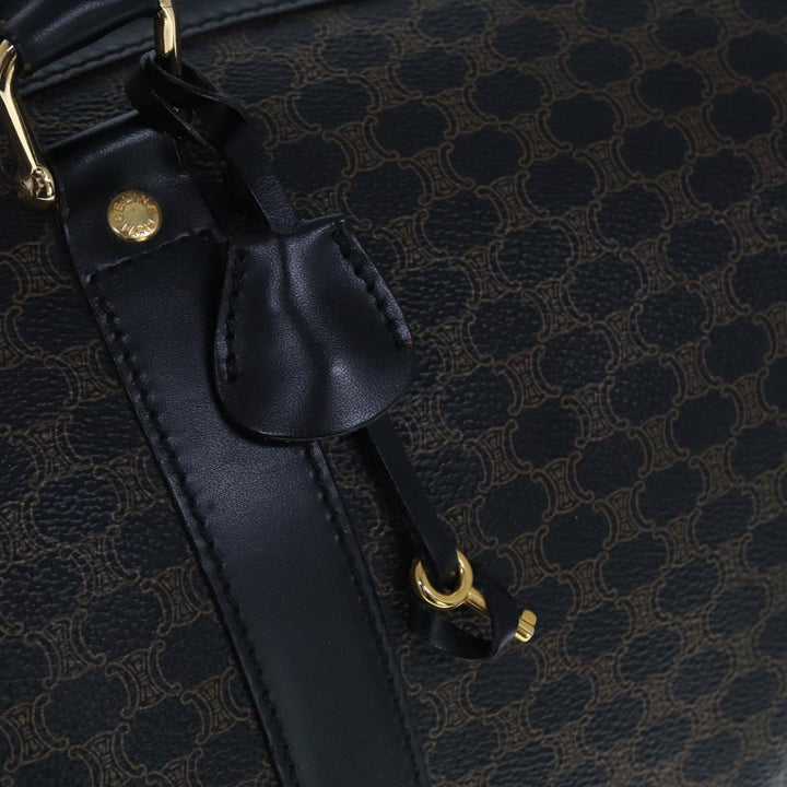 Celine Macadam Canvas Boston Bag PVC Black Auth 75327