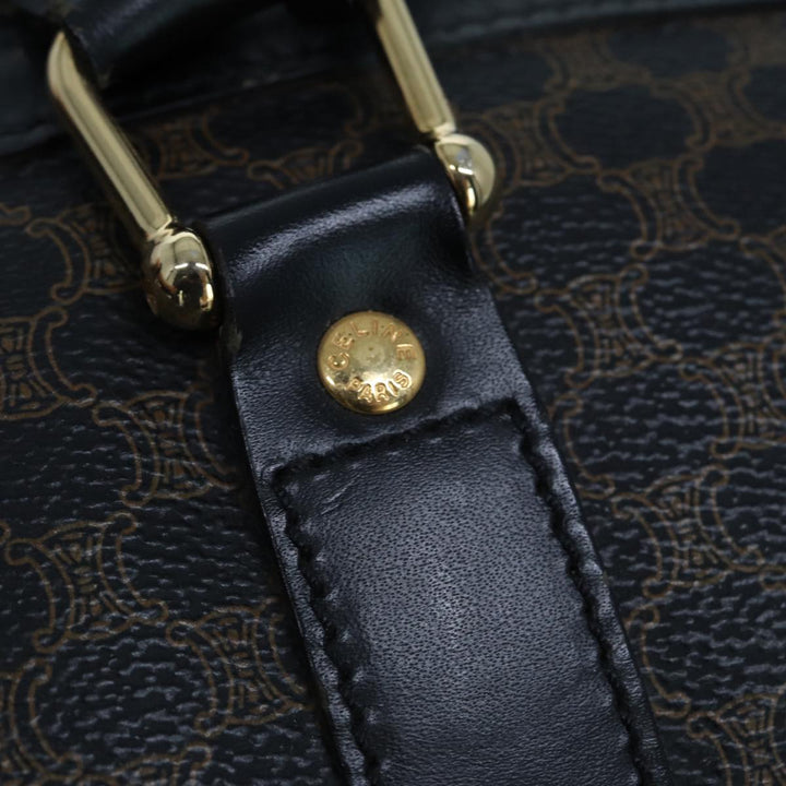 Celine Macadam Canvas Boston Bag PVC Black Auth 75327