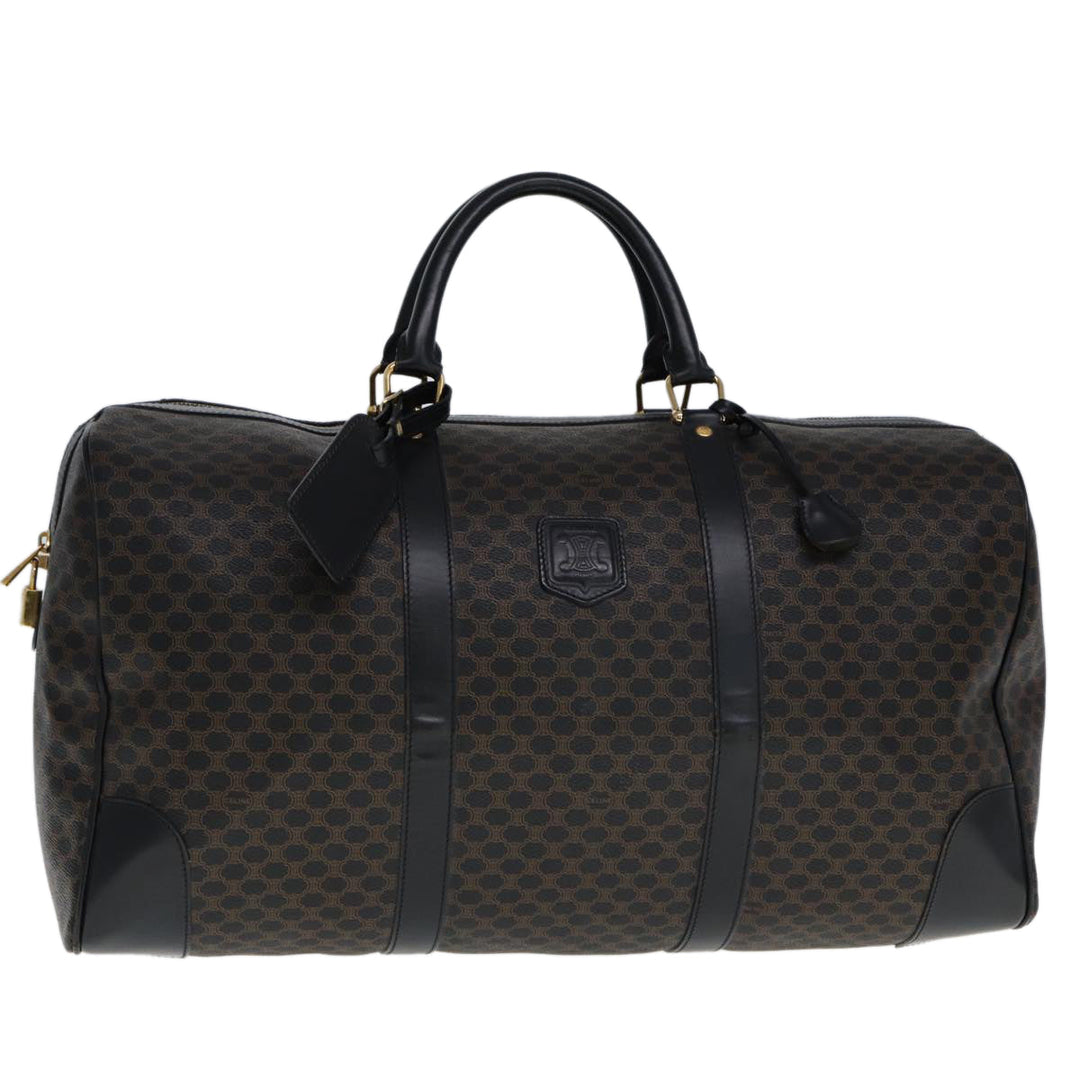 Celine Macadam Canvas Boston Bag PVC Black Auth 75327