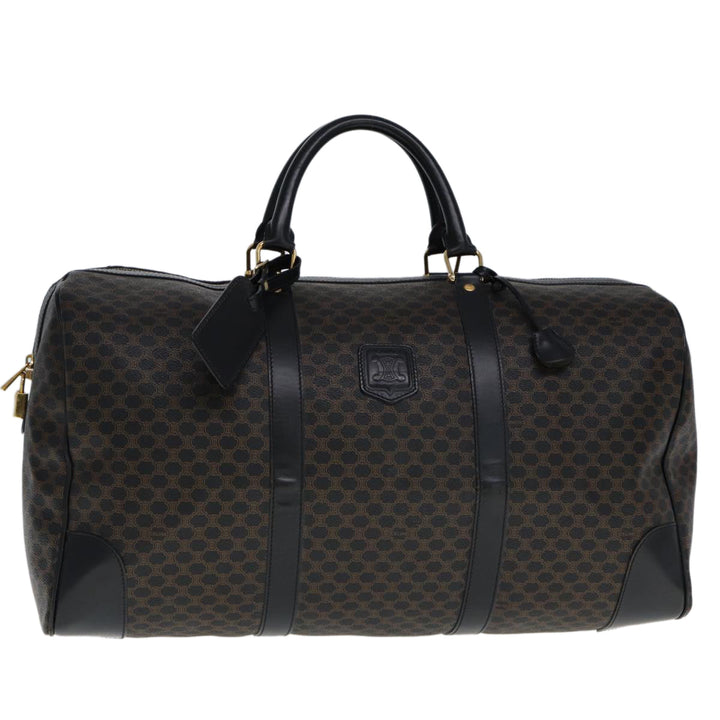 Celine Macadam Canvas Boston Bag PVC Black Auth 75327