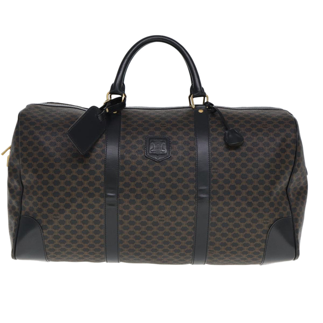 Celine Macadam Canvas Boston Bag PVC Black Auth 75327