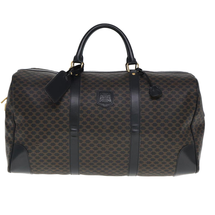 Celine Macadam Canvas Boston Bag PVC Black Auth 75327