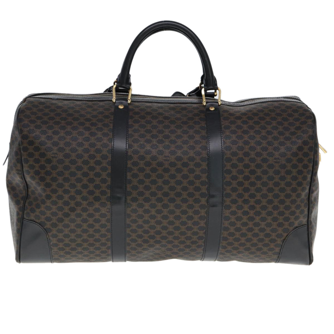 Celine Macadam Canvas Boston Bag PVC Black Auth 75327