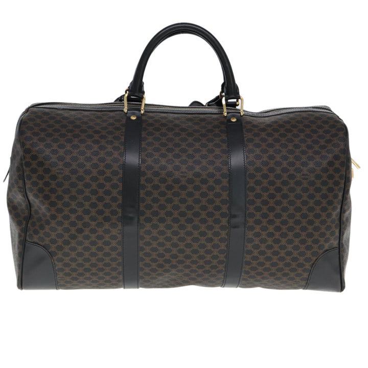 Celine Macadam Canvas Boston Bag PVC Black Auth 75327