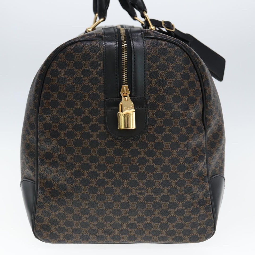 Celine Macadam Canvas Boston Bag PVC Black Auth 75327