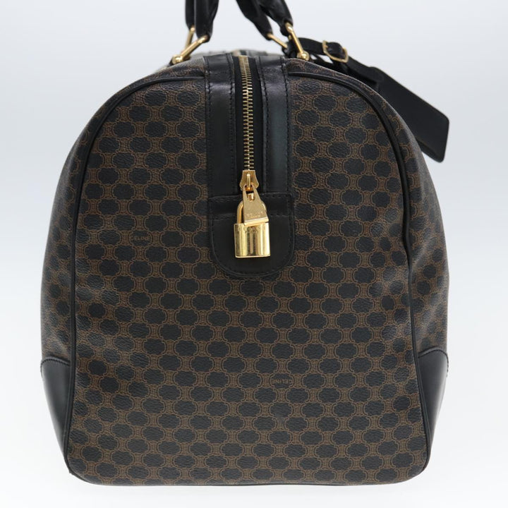 Celine Macadam Canvas Boston Bag PVC Black Auth 75327