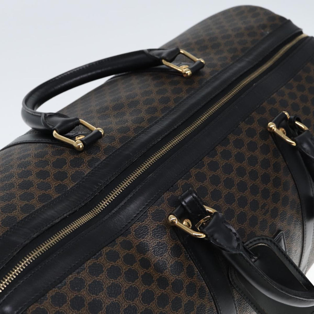 Celine Macadam Canvas Boston Bag PVC Black Auth 75327
