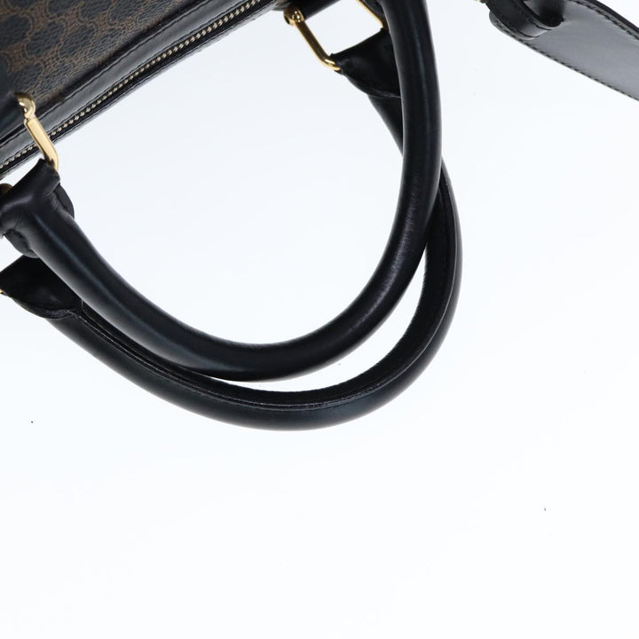 Celine Macadam Canvas Boston Bag PVC Black Auth 75327