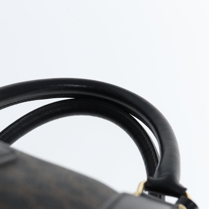 Celine Macadam Canvas Boston Bag PVC Black Auth 75327