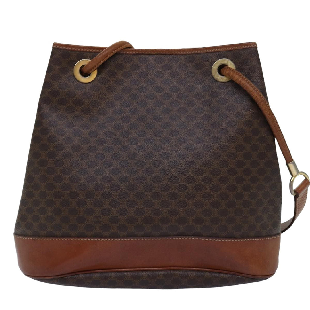 Celine Macadam Canvas Shoulder Bag PVC Brown  75369