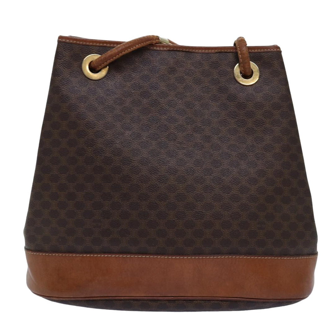 Celine Macadam Canvas Shoulder Bag PVC Brown  75369