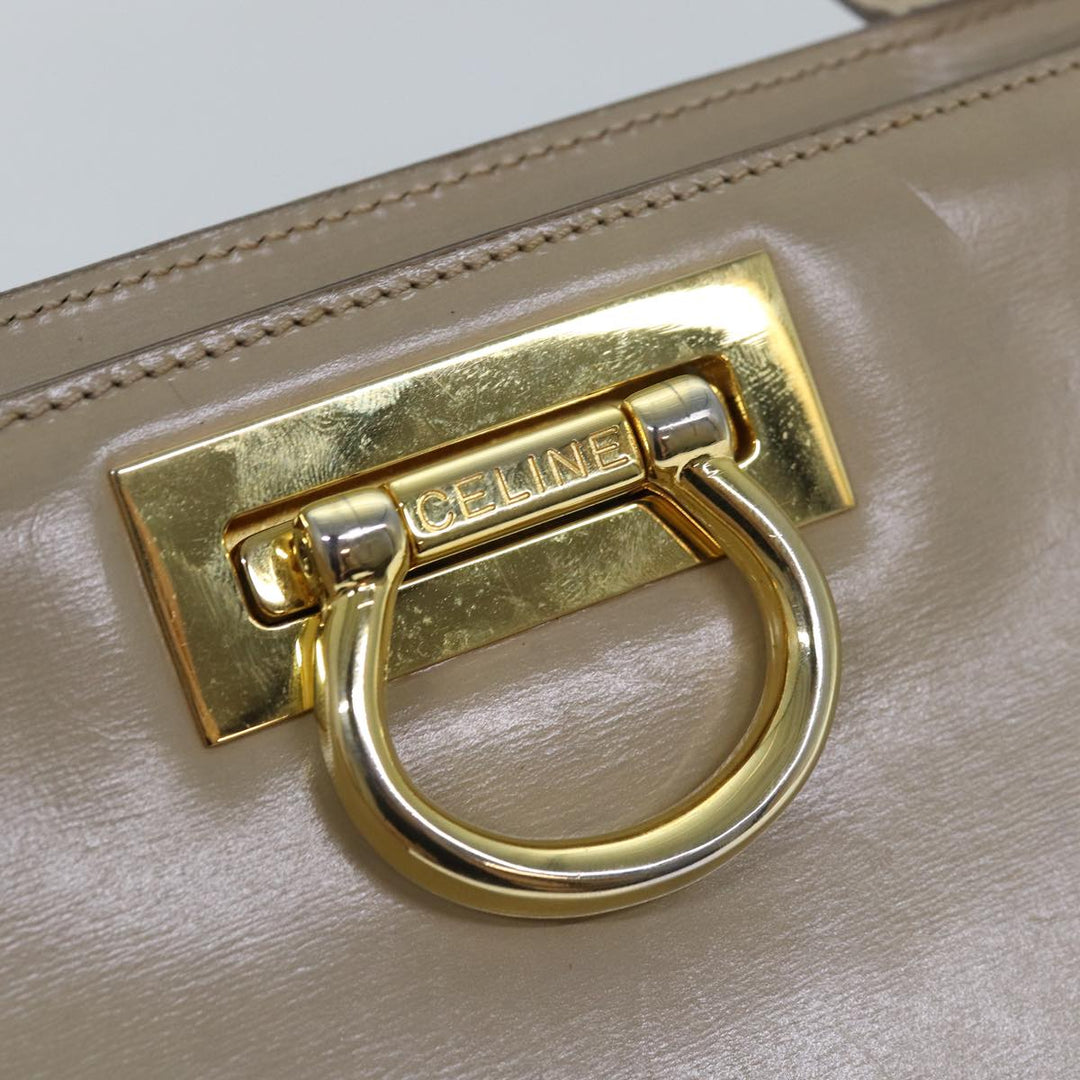 Celine Hand Bag Leather Beige Auth 75396
