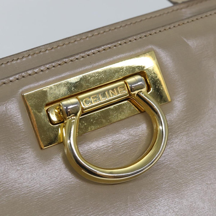 Celine Hand Bag Leather Beige Auth 75396
