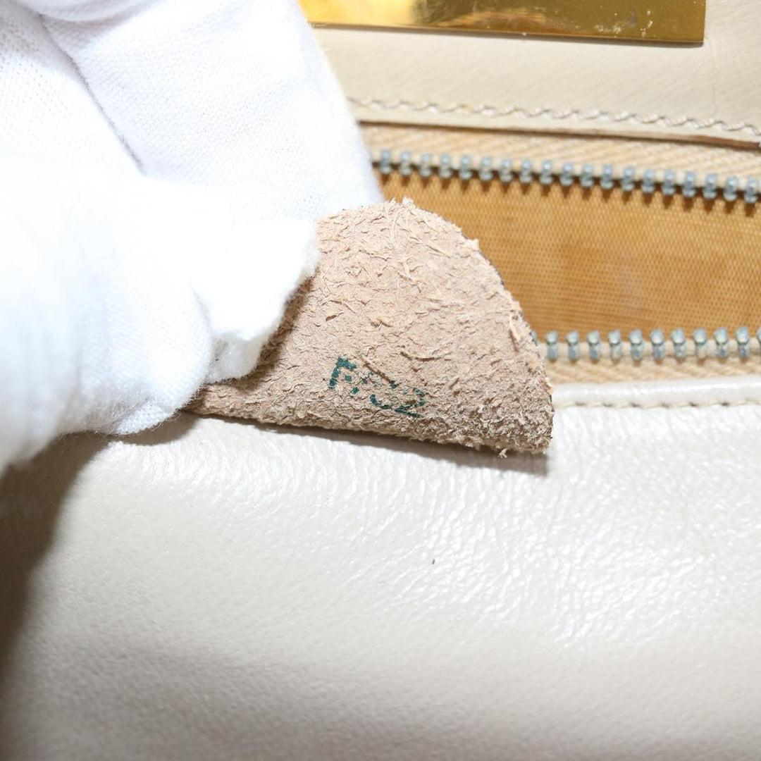 Celine Hand Bag Leather Beige Auth 75396