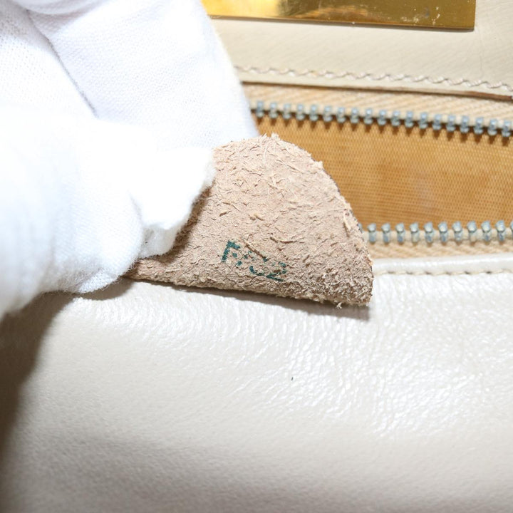 Celine Hand Bag Leather Beige Auth 75396