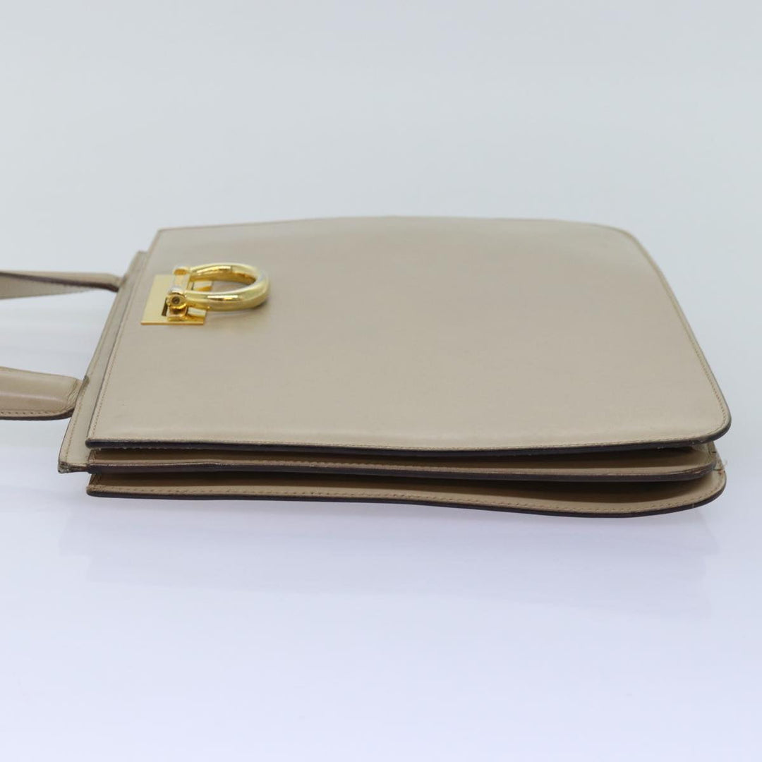 Celine Hand Bag Leather Beige Auth 75396