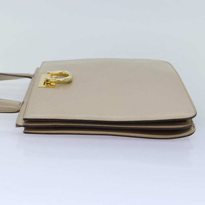 Celine Hand Bag Leather Beige Auth 75396