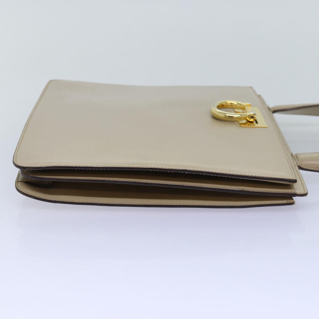 Celine Hand Bag Leather Beige Auth 75396