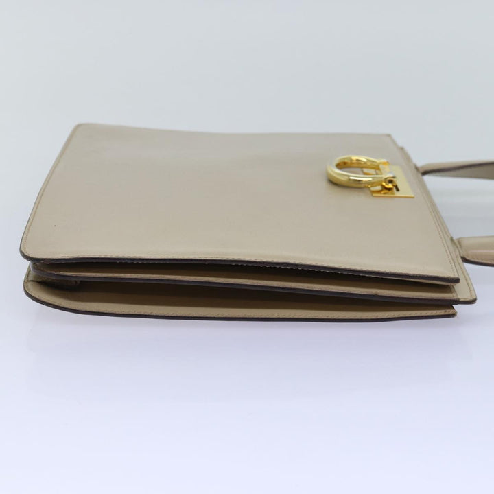 Celine Hand Bag Leather Beige Auth 75396