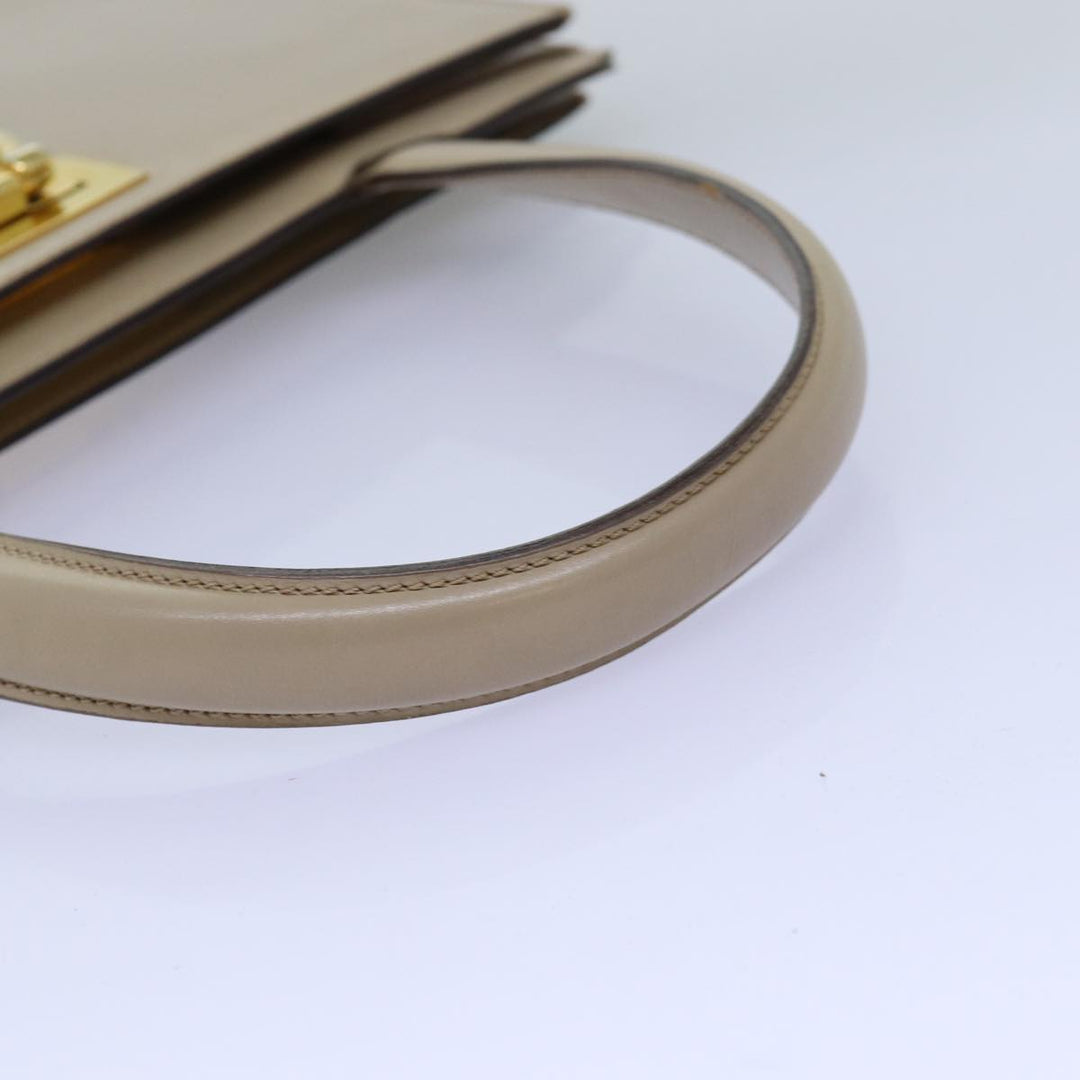 Celine Hand Bag Leather Beige Auth 75396