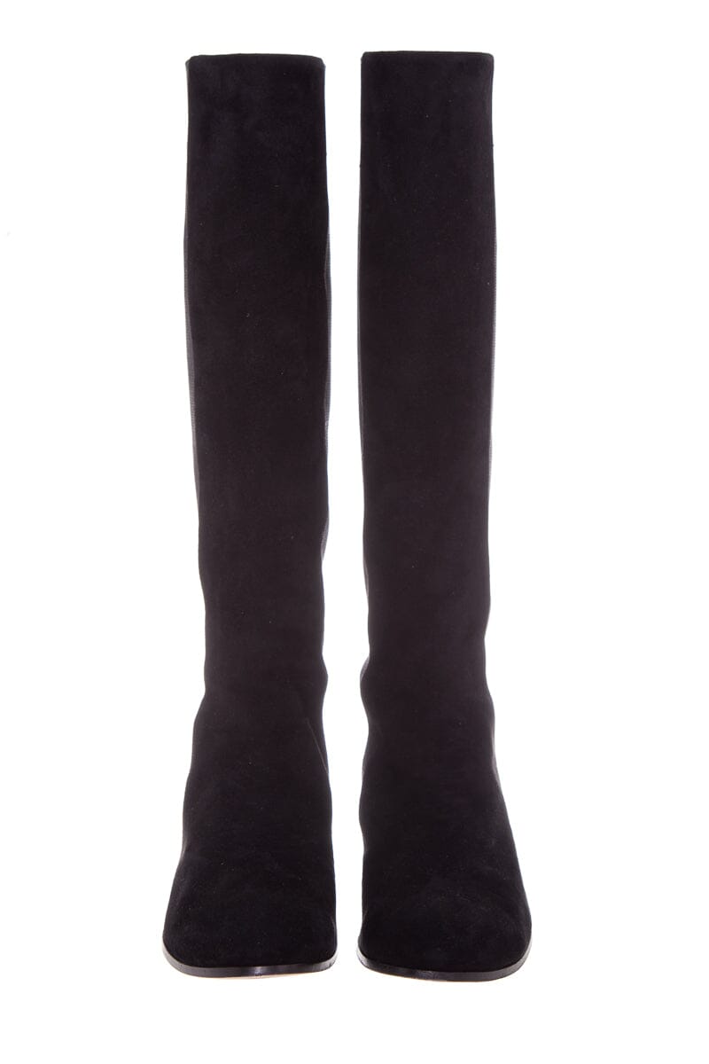 Jimmy Choo Faith Flat Black Suede Boots SZ 39