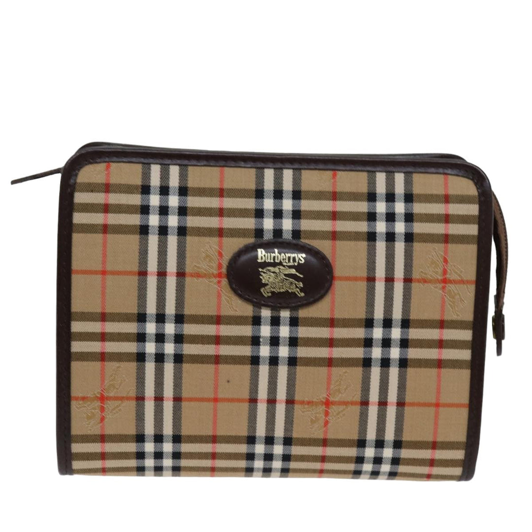 BurberrySs Nova Check Clutch Bag Canvas Beige Auth 75441