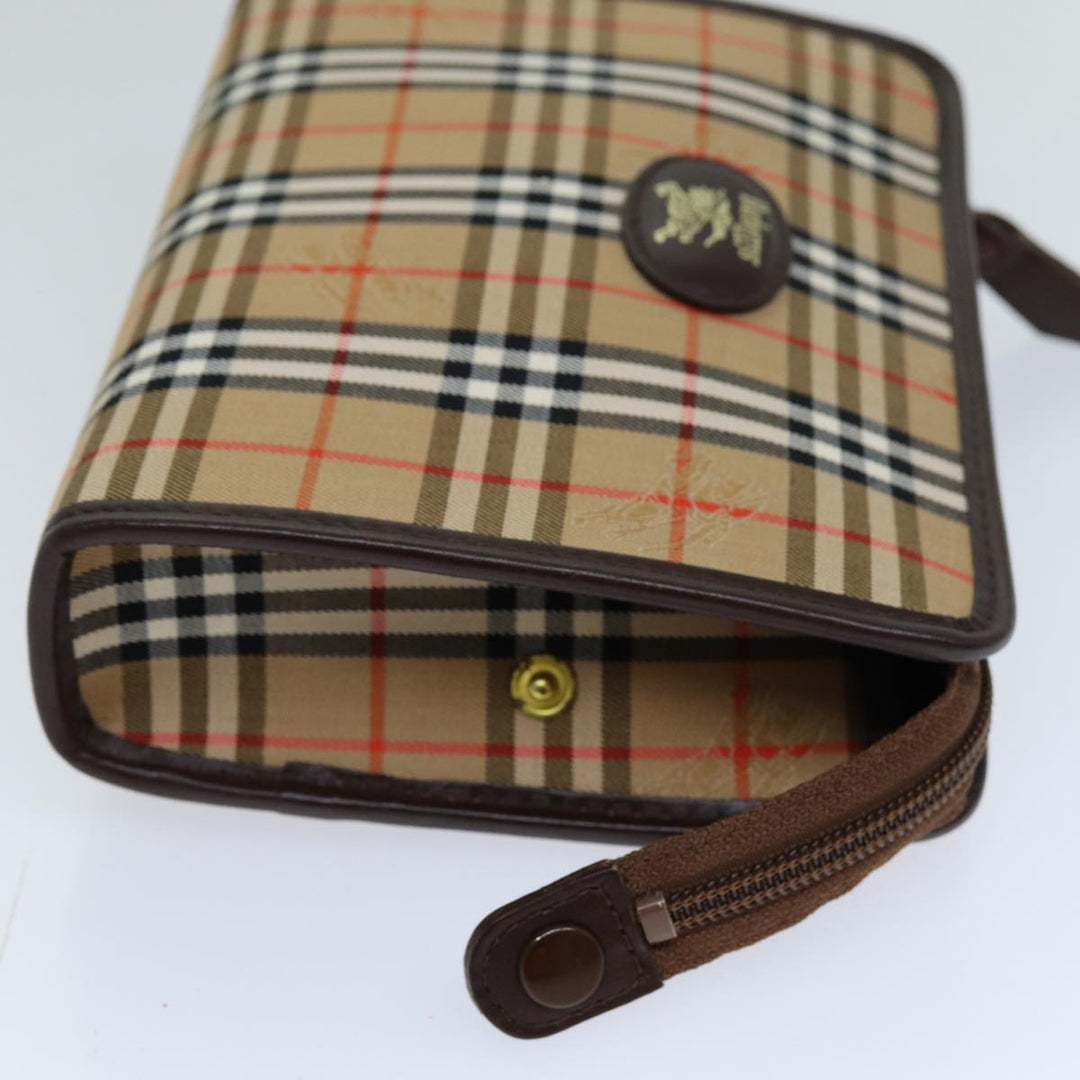 BurberrySs Nova Check Clutch Bag Canvas Beige Auth 75441