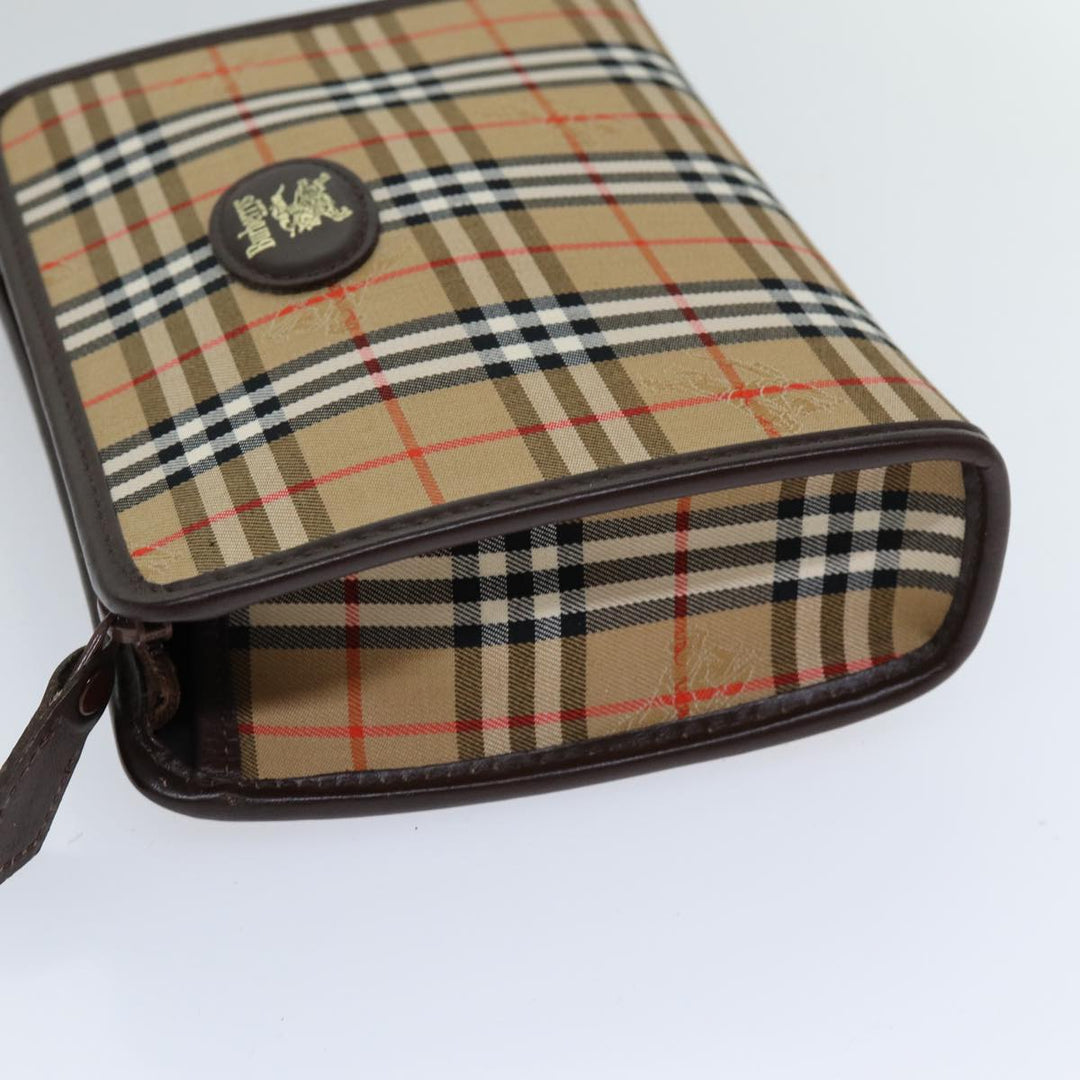 BurberrySs Nova Check Clutch Bag Canvas Beige Auth 75441