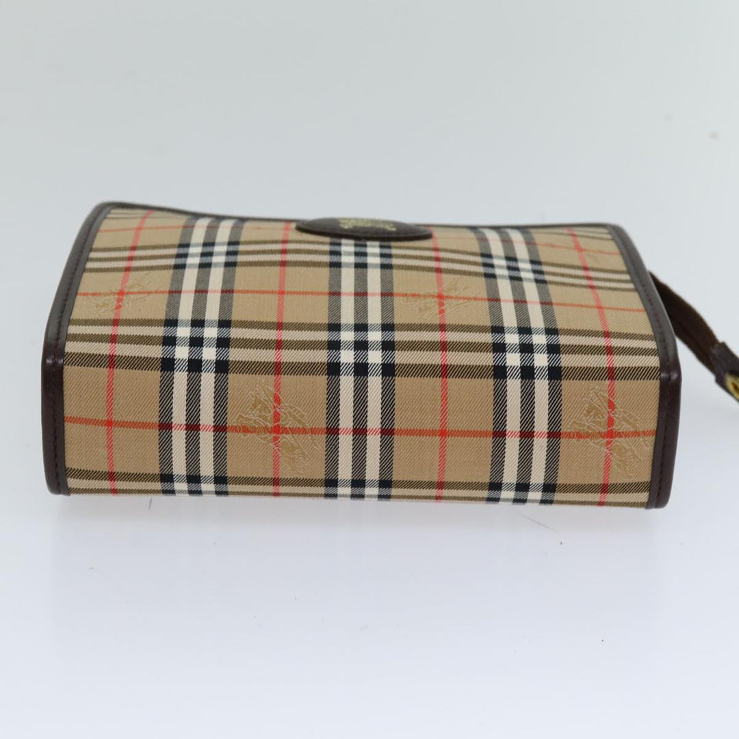 BurberrySs Nova Check Clutch Bag Canvas Beige Auth 75441