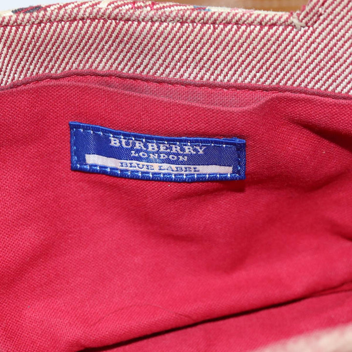 Burberry Nova Check Blue Label Shoulder Bag Canvas Red Auth 75453