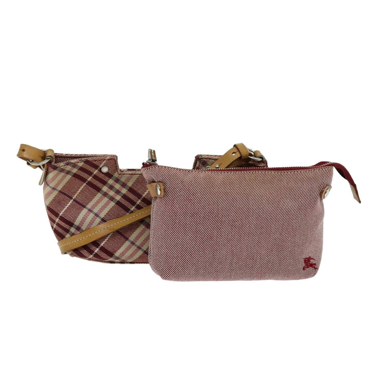 Burberry Nova Check Blue Label Shoulder Bag Canvas Red Auth 75453