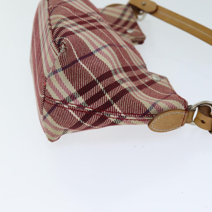 Burberry Nova Check Blue Label Shoulder Bag Canvas Red Auth 75453