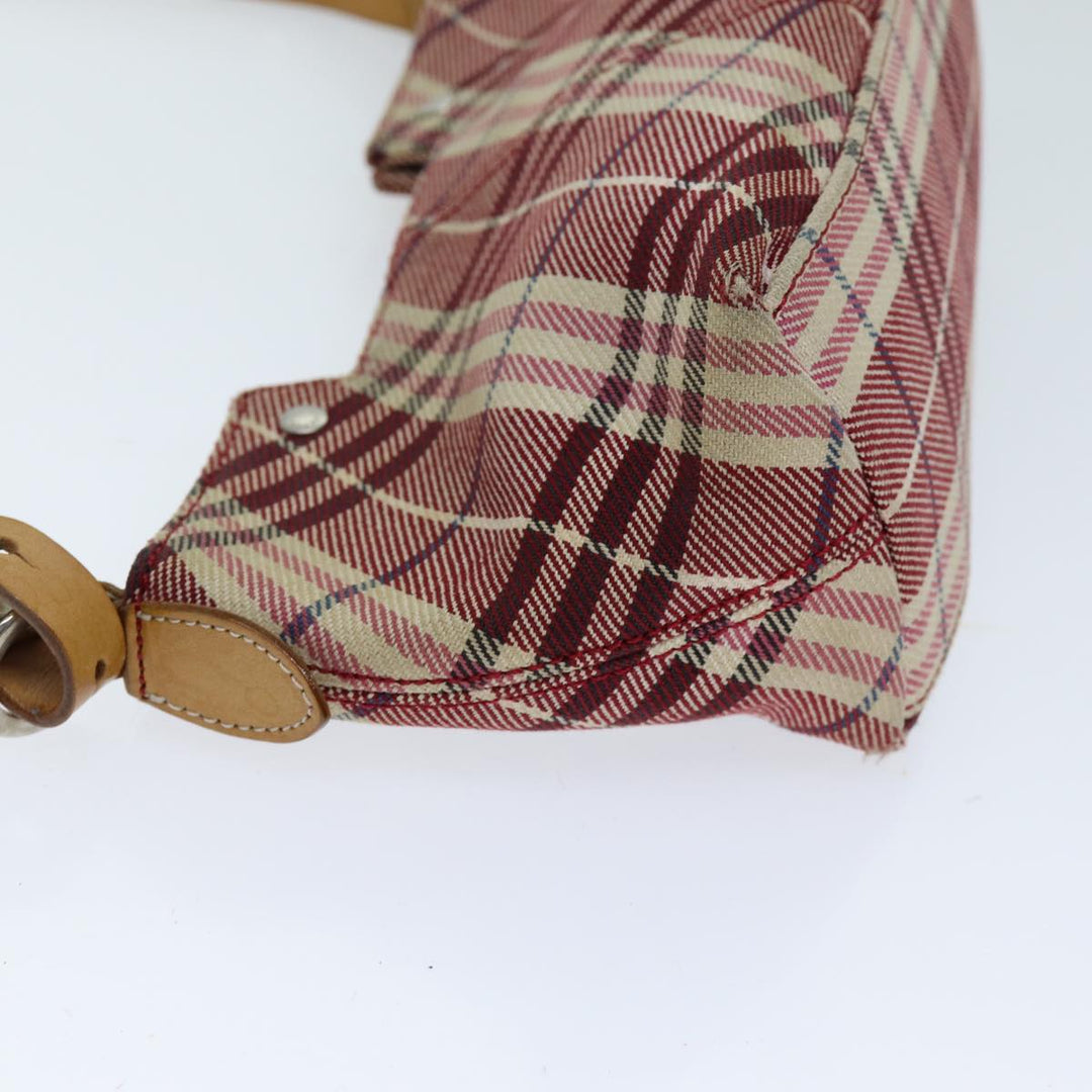 Burberry Nova Check Blue Label Shoulder Bag Canvas Red Auth 75453
