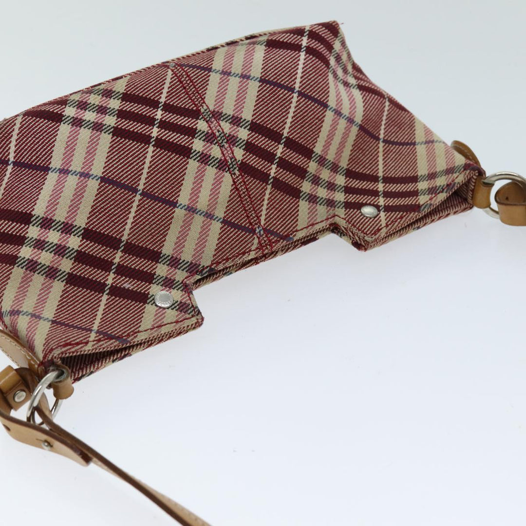 Burberry Nova Check Blue Label Shoulder Bag Canvas Red Auth 75453