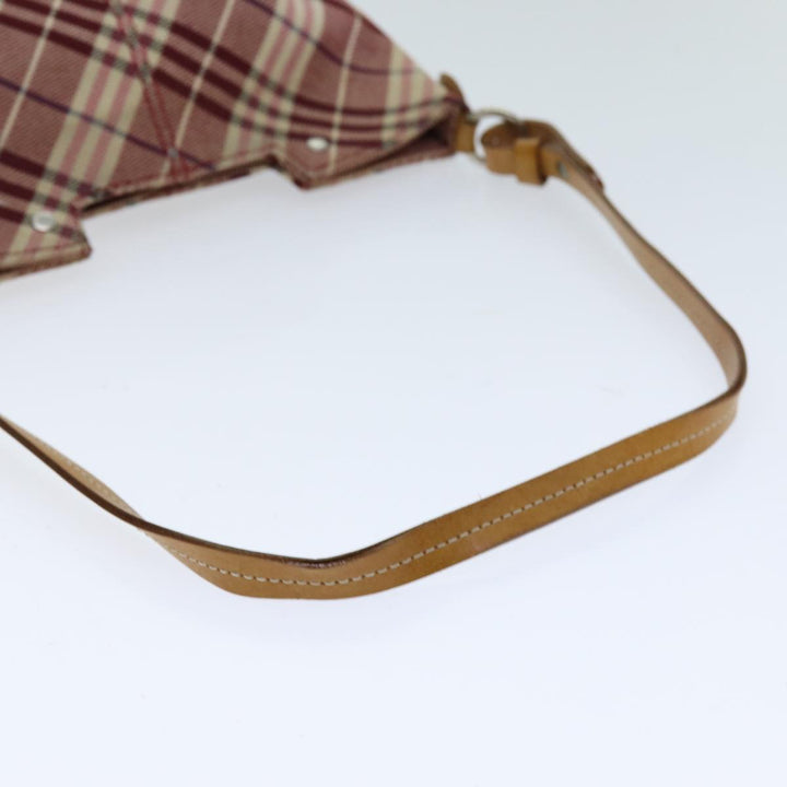 Burberry Nova Check Blue Label Shoulder Bag Canvas Red Auth 75453